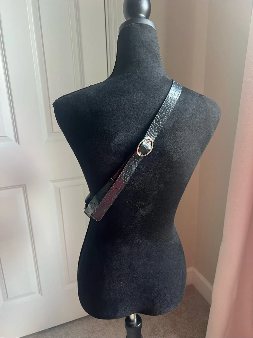 H&M Black Croc-Embossed Crossbody Belt Bag